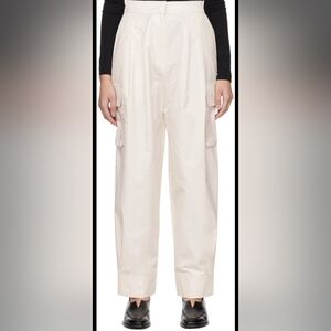 NWOT Cream Cargo Adjustible Wide Leg & Barrel Pants Small